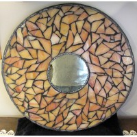 Tile Artist Grant Soloman Round Tiled Mosaic Mirror   153103217935